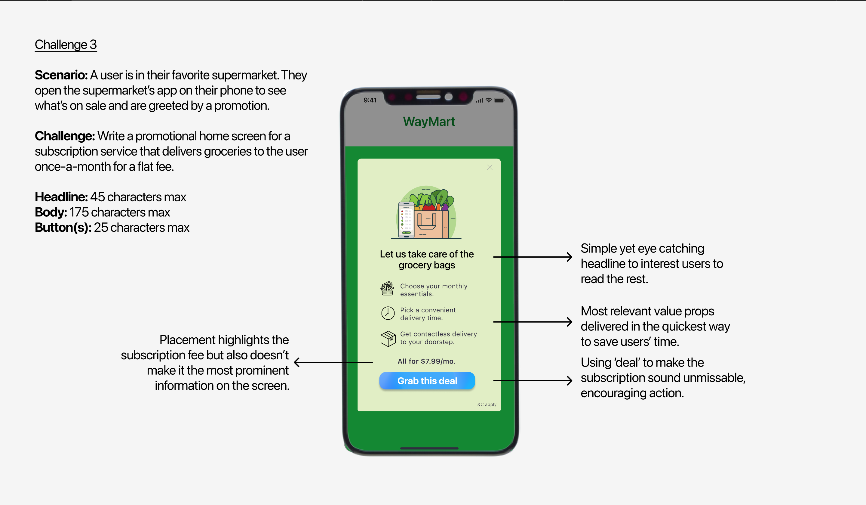 Delivery deal design